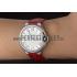 Cartier Ballon Bleu Silver Bezel with White Dial Red Leather Band  621551