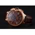 Replica Cartier Ballon Bleu Brown Dial Gold Case Brown Leather Strap