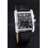 Cartier Tank MC Black Dial Stainless Steel Case Black Leather Bracelet  622690