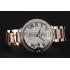 Swiss Cartier Ballon Bleu Two Timezone White Dial Diamond Case Rose Gold And Silver Bracelet 1453874