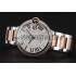 Swiss Cartier Ballon Bleu Two Timezone White Dial Diamond Case Rose Gold And Silver Bracelet 1453874