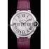 Cartier Ballon Bleu 42mm White Dial Stainless Steel Case Purple Leather Bracelet