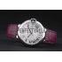 Cartier Ballon Bleu 42mm White Dial Stainless Steel Case Purple Leather Bracelet