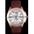 Cartier Calibre White Dial Gold Case Brown Leather Bracelet Replica