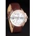 Cartier Calibre White Dial Gold Case Brown Leather Bracelet Replica