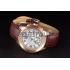 Cartier Calibre White Dial Gold Case Brown Leather Bracelet Replica