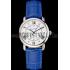 Cartier Ronde White Dial Diamond Hour Marks Stainless Steel Case Blue Leather Strap Replica