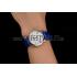 Cartier Ronde White Dial Diamond Hour Marks Stainless Steel Case Blue Leather Strap Replica