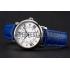 Cartier Ronde White Dial Diamond Hour Marks Stainless Steel Case Blue Leather Strap Replica