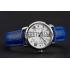 Cartier Ronde White Dial Diamond Hour Marks Stainless Steel Case Blue Leather Strap Replica