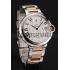 Swiss Cartier Ballon Bleu Two Timezone White Dial Silver Case Rose Gold And Silver Bracelet 1453875