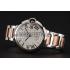 Swiss Cartier Ballon Bleu Two Timezone White Dial Silver Case Rose Gold And Silver Bracelet 1453875