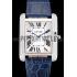 Cartier Tank Anglaise 36mm White Dial Diamonds Steel Case Blue Leather Bracelet