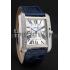 Cartier Tank Anglaise 36mm White Dial Diamonds Steel Case Blue Leather Bracelet