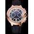 Cartier Ballon Bleu Black Dial Gold Case Black Leather Strap