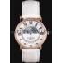 Cartier Moonphase Rose Gold Watch with White Leather Band ct254 621373