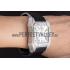 Swiss Cartier Santos Silver Bezel with Diamonds and Black Leather Strap sct47  621531