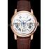 Swiss Cartier Rotonde Annual Calendar White Dial Rose Gold Case Brown Leather Strap