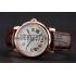 Swiss Cartier Rotonde Annual Calendar White Dial Rose Gold Case Brown Leather Strap