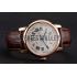 Swiss Cartier Rotonde Annual Calendar White Dial Rose Gold Case Brown Leather Strap