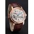 Swiss Cartier Rotonde Annual Calendar White Dial Rose Gold Case Brown Leather Strap