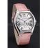 Replica Cartier Tortue Large Date White Dial Stainless Steel Case Pink Leather Strap