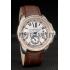 Cartier Calibre White Dial Diamonds Two Tone Case Brown Leather Bracelet