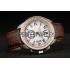 Cartier Calibre White Dial Diamonds Two Tone Case Brown Leather Bracelet