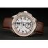 Cartier Calibre White Dial Diamonds Two Tone Case Brown Leather Bracelet