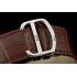 Cartier Calibre White Dial Diamonds Two Tone Case Brown Leather Bracelet