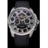 Replica Cartier Calibre Tourbillon Black Dial Stainless Steel Case Black Leather Strap  622752