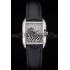 Replica Cartier Tank Anglaise White Tiger Dial Stainless Steel Case Black Leather Bracelet