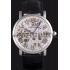 Cartier  Skeleton Watch with Silver Bezel and Black Leather Band  621559 Replica