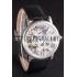 Cartier  Skeleton Watch with Silver Bezel and Black Leather Band  621559 Replica