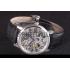 Cartier  Skeleton Watch with Silver Bezel and Black Leather Band  621559 Replica