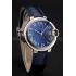 Cartier Ballon Bleu Silver Bezel with Dark Blue Dial and Dark Blue Leather Band   621555