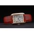 Cartier Tank Anglaise 30mm White Dial Gold Case Red Leather Bracelet