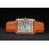 Cartier Tank Anglaise 30mm White Dial Diamonds Gold Case Orange Leather Bracelet