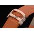 Cartier Tank Anglaise 30mm White Dial Diamonds Gold Case Orange Leather Bracelet