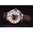 Swiss Cartier Ballon Bleu de Cartier White Dial Gold Case Brown Leather Bracelet  622552