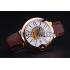 Swiss Cartier Ballon Bleu de Cartier White Dial Gold Case Brown Leather Bracelet  622552