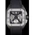 Swiss Cartier Santos Two Tone Bezel with Black Dial and Black Fabric Strap  621525