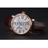 Cartier Ronde Second Time Zone White Dial Gold Case Brown Leather Strap  622801 Replica