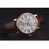 Cartier Ronde Second Time Zone White Dial Gold Case Brown Leather Strap  622801 Replica