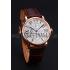 Cartier Ronde Second Time Zone White Dial Gold Case Brown Leather Strap  622801 Replica