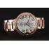 Swiss Cartier Ballon Bleu Two Timezone White Dial Diamond Case Rose Gold Bracelet 1453870