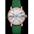 Cartier Ronde Second Time Zone White Dial Gold Case With Diamonds Green Leather Strap  622812