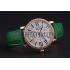 Cartier Ronde Second Time Zone White Dial Gold Case With Diamonds Green Leather Strap  622812