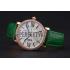 Cartier Ronde Second Time Zone White Dial Gold Case With Diamonds Green Leather Strap  622812