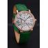 Cartier Ronde Second Time Zone White Dial Gold Case With Diamonds Green Leather Strap  622812